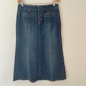 Gap Y2K Vintage Midi Skirt Denim Size 10 Cowgirl Western